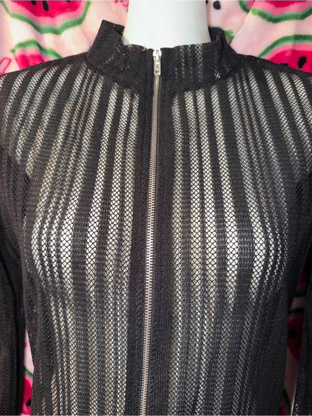 🖤 Vintage Sheer Zip-Front Swim Coverup Romper - Picture 4 of 6